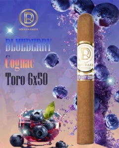 Indulge in our Blueberry Cognac, a cigar with a unique flavor that combines the sweetness of blueberry with the richness of cognac. Savor the perfect blend of fruit and cognac in every puff.