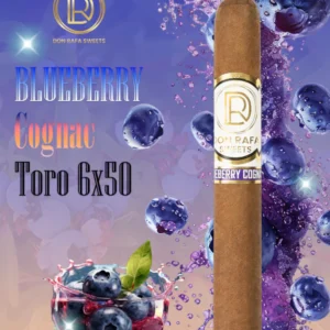 Indulge in our Blueberry Cognac, a cigar with a unique flavor that combines the sweetness of blueberry with the richness of cognac. Savor the perfect blend of fruit and cognac in every puff.